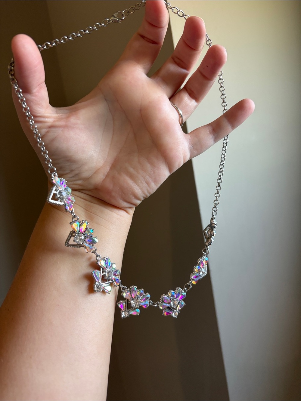 Silver Aurora Crystal Floral Necklace - Women Jewelry